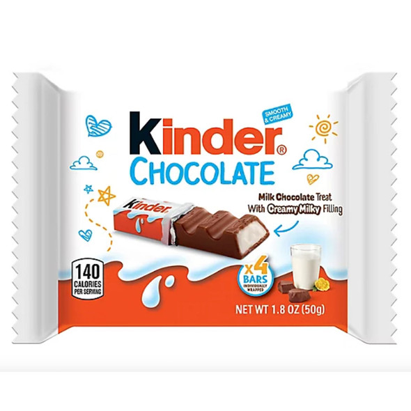 Kinder Chocolate Bars with Milk Cream Filling, 50g, 4pc