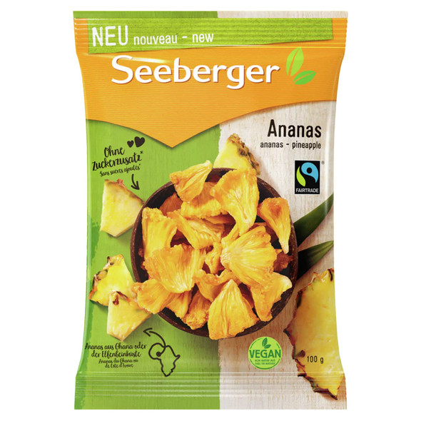 Seeberger Unsweetened Pineapple Chips, Natural Fruit Snack, 200g