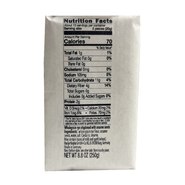 Burger Crispbread Sesame, 8.8 oz