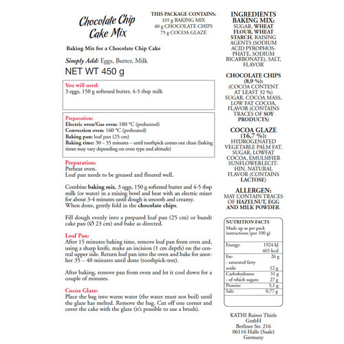 Kathi "Schokosplit" Chocolate Chip Cake Mix, 450g