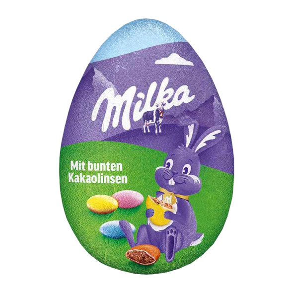 Milka Chocolate Life-size Eggs with Mini Candy Coated Choco-Drops