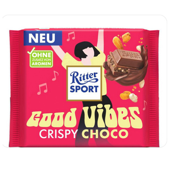 Ritter Sport "Good Vibes" Crispy Milk Chocolate Bar, 100g