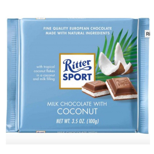 Ritter Sport Milk Chocolate with Coconut Creme Filling 3.5 oz.
