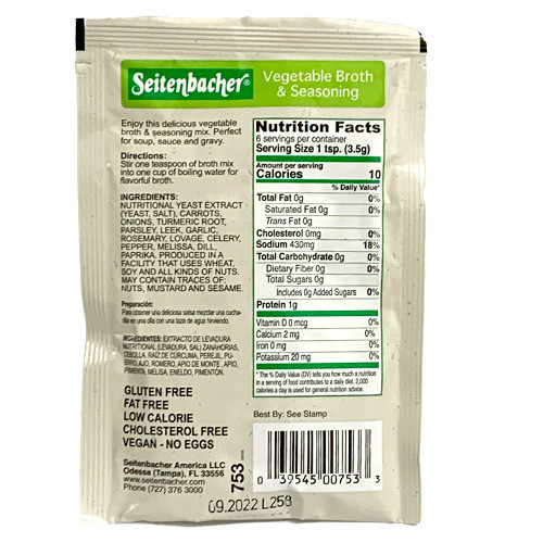 Seitenbacher Vegan Vegetable Broth and Seasoning in Pouch, 0.8 oz - DEAL