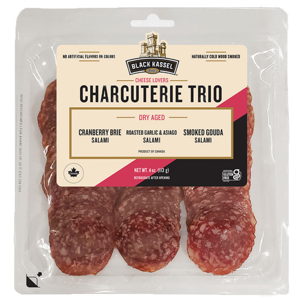 Black Kassel Cheese Lover Trio, Sliced Salami with Cheese Inclusions, 4 oz