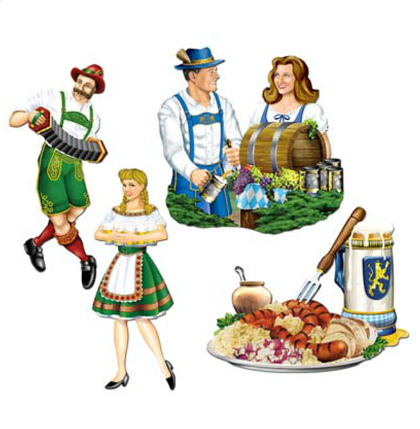 The Taste of Germany Oktoberfest Dancing Cutouts 13 1/4" x 16 1/4" printed 2 sides (4/pkg)