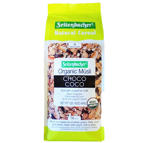 Seitenbacher "Choco Coco" Organic Muesli Cereals with Dark Chocolate and Coconut, 16 oz.
