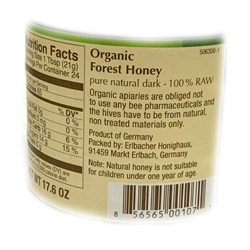 Erlbacher Bio Gold Organic Forest Tree Honey Nutrition Facts