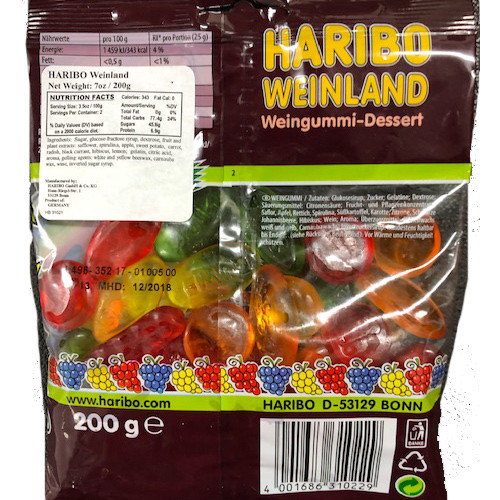 Haribo "Weinland" German Wine Gummies 175g - Made in Germany