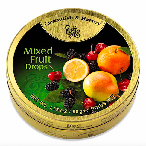 Cavendish & Harvey Mixed Fruit Candy Drops in large Tin. 5.3oz