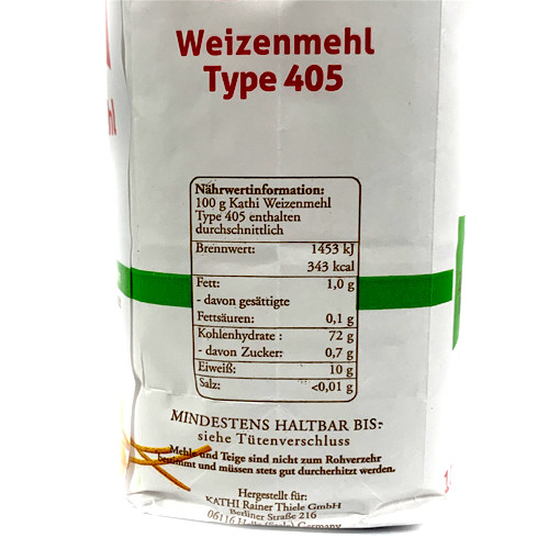 Kathi Wheat Flour Type 405 Nutrition Facts