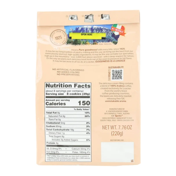 Loacker Cappuccino Cream Wafer Cubes, 8.8 oz.
