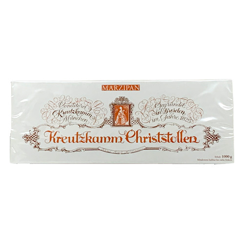 Kreutzkamm Dresden Marzipan Christstollen in white gift pack, 35.3 oz (1000g)