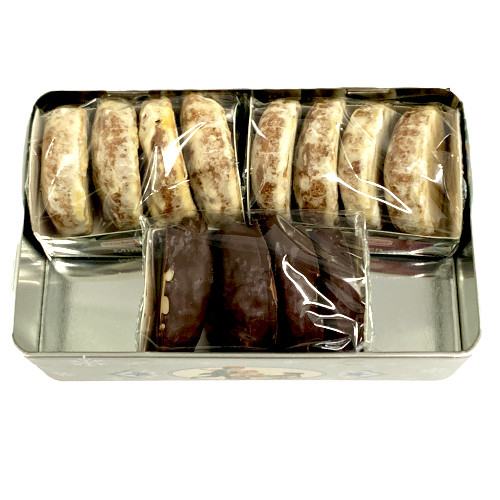 Haeberlein Metzger Elisen Gingerbread Rounds in Nostalgic Silver-Grey Gift Tin Case, 5.3 oz