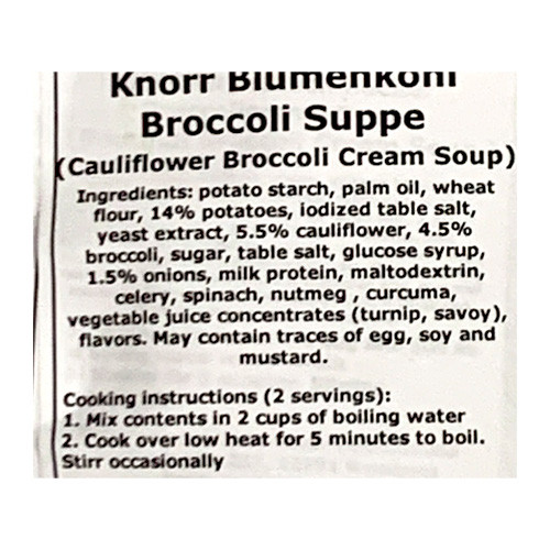 Knorr "Feinschmecker" Cauliflower and Broccoli Cream Soup, 2.2 oz
