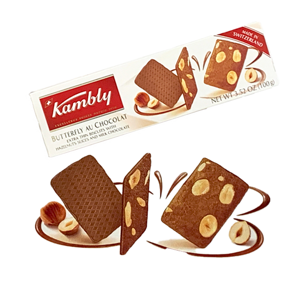 Kambly "Butterfly Au Chocolat" Hazelnut Chocolate Butter Thins, 3.5 oz
