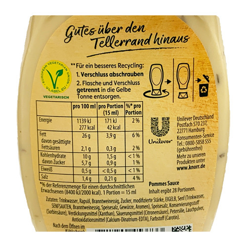 Knorr "Pommes" German Fries Sauce, in Squeeze Bottle, 430ml