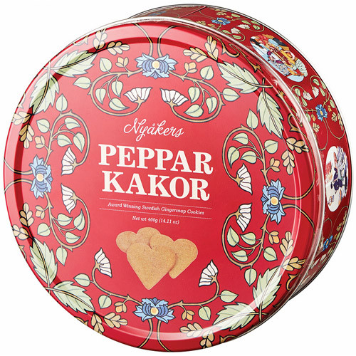 Nyakers Original Swedish Gingersnap Hearts in Red Decorative Gift Tin, 14.11 oz