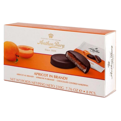 Anthon Berg "Apricot in Brandy" Chocolate Covered Marzipan Medallions, 7.8 oz
