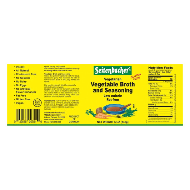 Seitenbacher Vegetable Broth & Seasoning in Tub, Vegan, 5 oz.