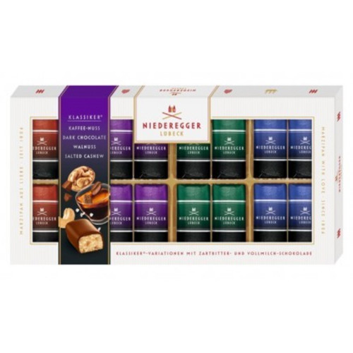 Niederegger "Dark Classics Nut Variations"  Pralines with Dark and Milk Chocolate Marzipan Variety, 16 pc., 7 oz