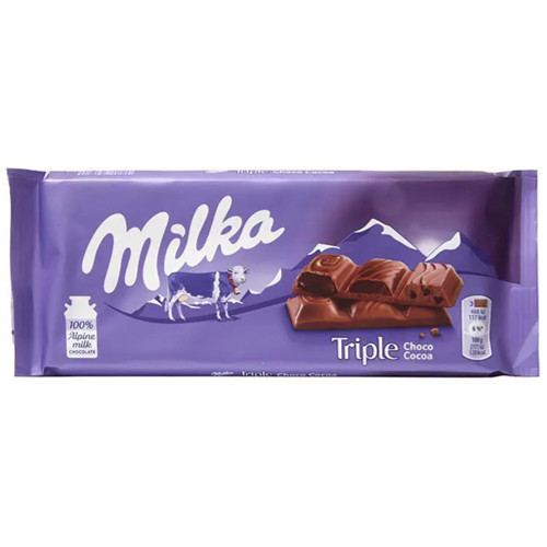 Milka Triple Choco Cocoa Chocolate Bar, 3.17 oz. - made in Germany