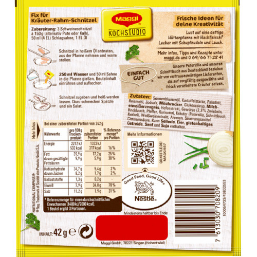 Maggi "Fix" Schnitzel Sauce, Herbs & Cream, 1 oz