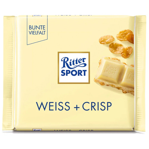 Ritter Sport "Weiss + Crisp" Chocolate with Corn Flakes (White), 3.5 oz.