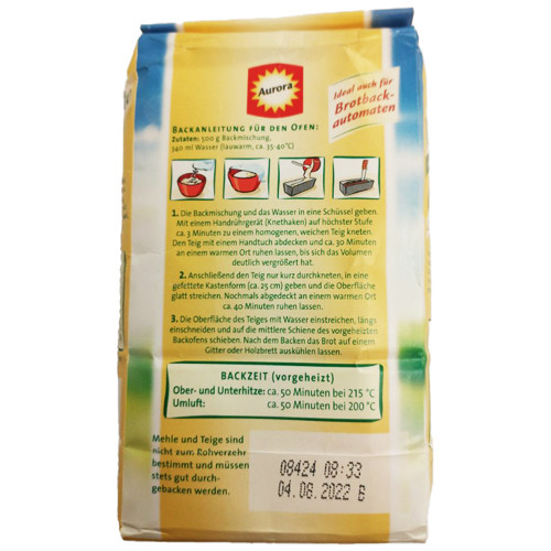 Aurora "Vollwertkruste" Bread Flour Mix, Hearty Sourdough and Oat Crust, 17.5 oz