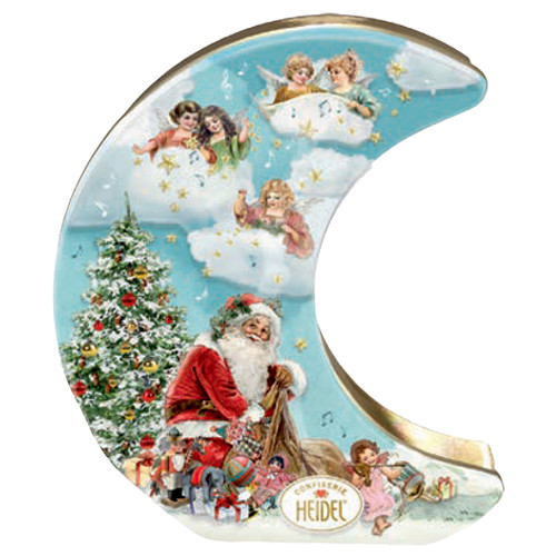 Heidel "Christmas Angels" Moon Tin with Chocolate Pralines,  3 oz