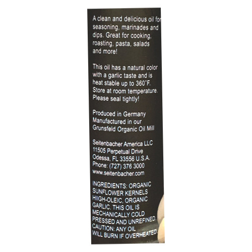 Seitenbacher Organic Garlic Oil, Handcrafted, 8.4 oz