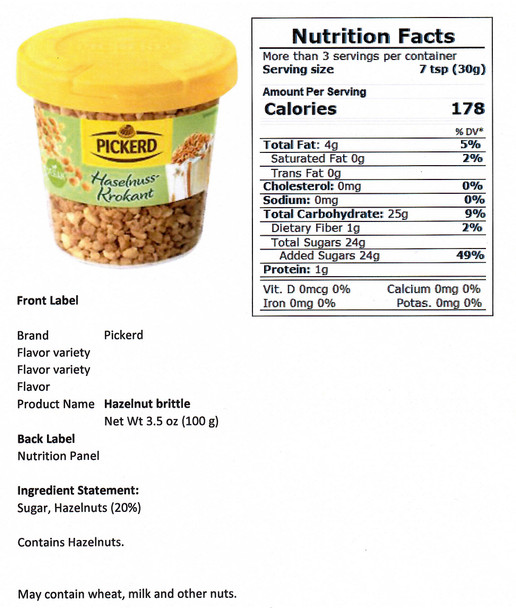 Pickerd Hazelnut "Krokant" Sprinkles in Tub, 100g