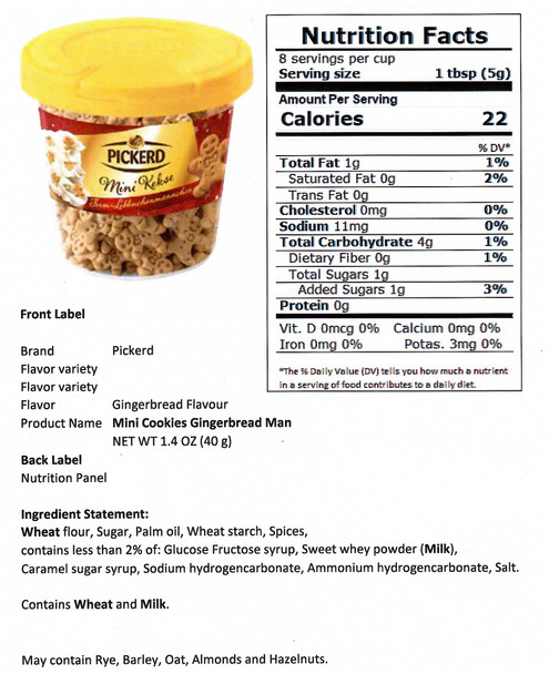 Pickerd Decor Mini Gingerbread Man Cookies in Tub, 40g