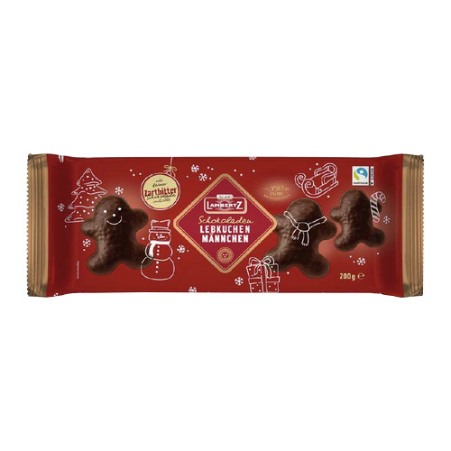 Lambertz Soft Gingerbread Men Coated in Dark Chocolate,  7.06 oz