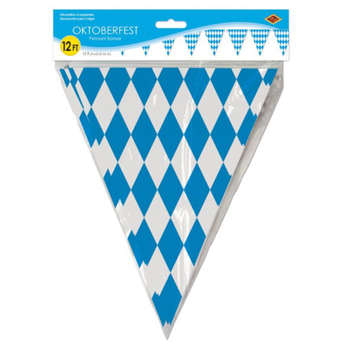 The Taste of Germany "Blue White" Bavarian Pennant Banner, all weather, 12 feet