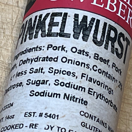 Schaller & Weber Frisian-style "Pinkelwurst" (pork, beef and oats), 1 lbs