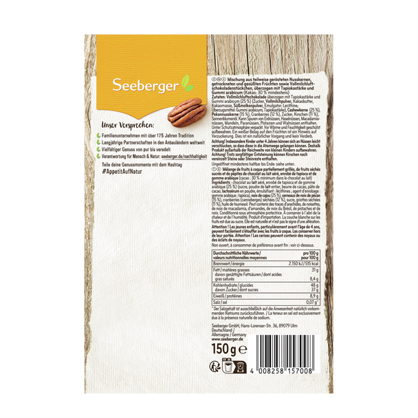 Seeberger "Schoko Mix" Choco-Fruit-Nut Snack Mix, 150g (5.3oz)
