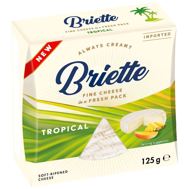Briette "Tropical" Double Cream Bavarian Brie with Pineapple and Mango, 4.4 oz