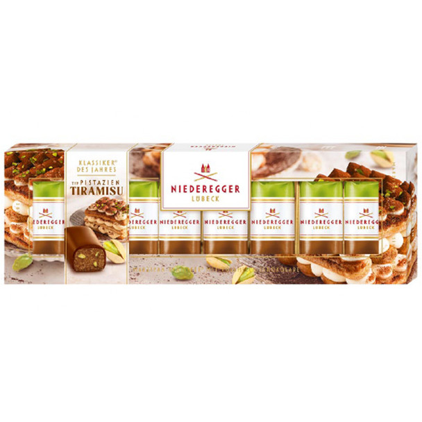 Niederegger Classics Chocolate Covered Marzipan with Pistachio Tiramisu in Gift Box, 8pc, 100g