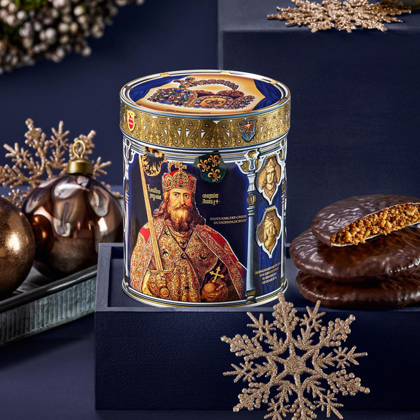 Lebkuchen Schmidt "Emperors" Blue Gift Tin, Assorted Elisen Lebkuchen