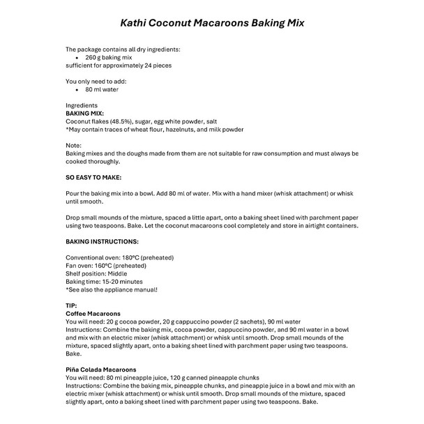 Kathi Coconut Macaroons Baking Mix, 260g - DEAL