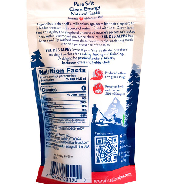 Swiss Alpine Iodized Culinary Mountain Salt, 8 oz.