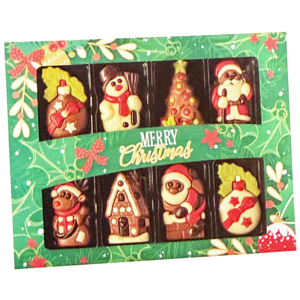 Weibler German Chocolate Christmas Figures in Gift Box, solid chocolate, 8pc, 2.8oz