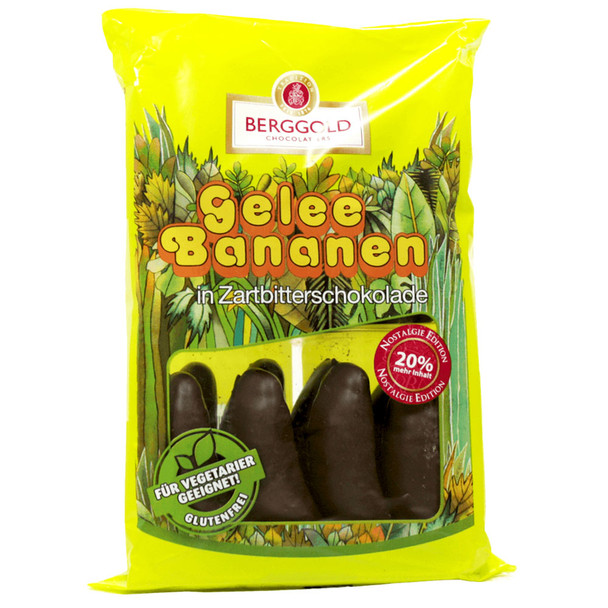 Berggold Dark Chocolate Jelly Bananas, Anniversary Edition (20% more), 300g