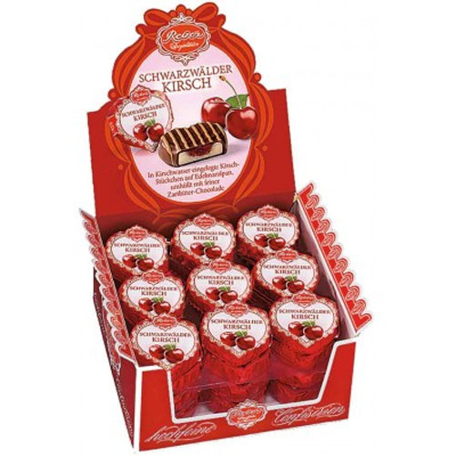 Reber Black Forest Chocolate Marzipan Hearts with Cherry Preserve 36 pc.