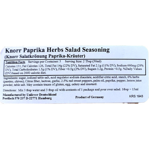 Knorr "Salatkroenung" Paprika & Herb Salad Dressing Mix, 5 sachets