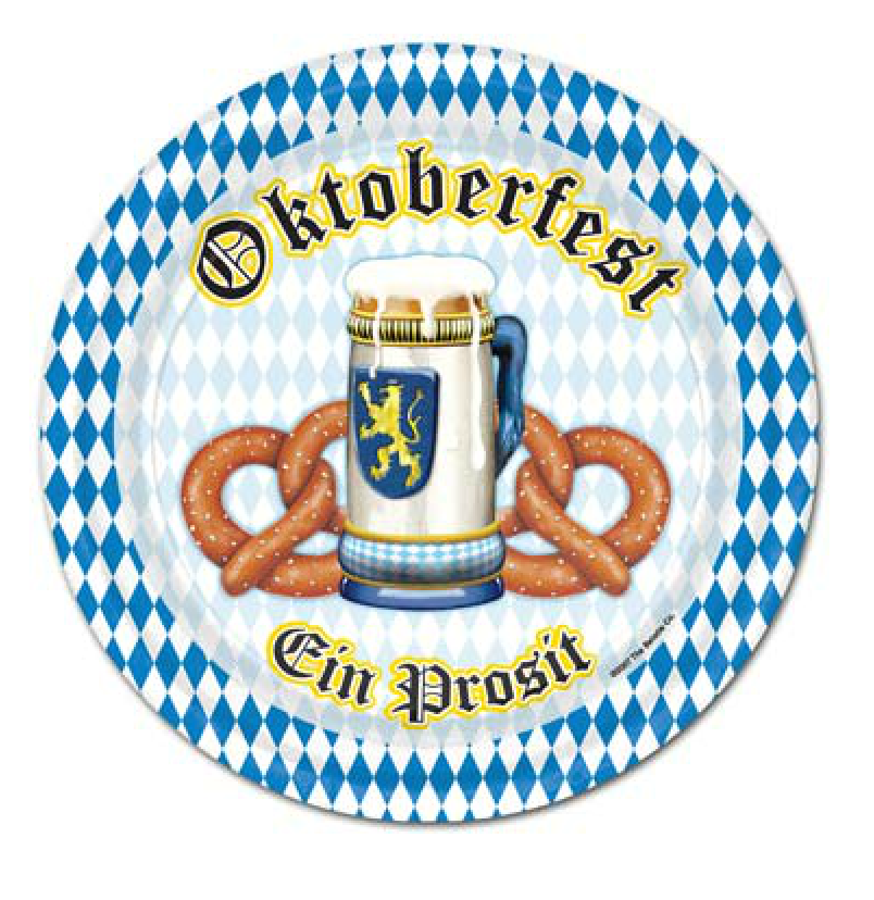 The Taste of Germany Oktoberfest Beer and Pretzel Plate 7" (8/pkg)