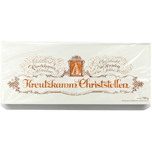 Kreutzkamm Dresden Raisin Christ Stollen in white gift pack, 24.7 oz (700g)