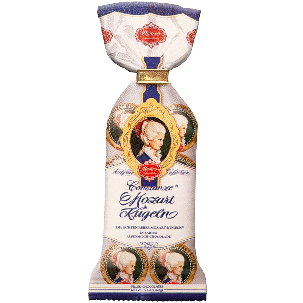 Reber "Constanze" Milk Chocolate Mozart Kugeln, 8pc. in bag, 5.6 oz.