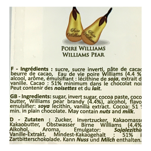 Abtey "Royal des Lys" Williams Pear Brandy Pralines, in bag, 7 oz
